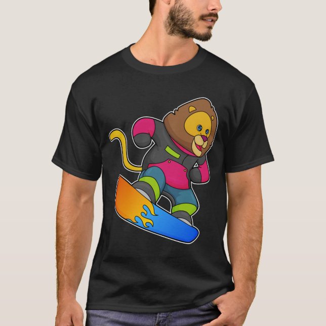 T-shirt Lion en Snowboard avec Snowboard (Devant)