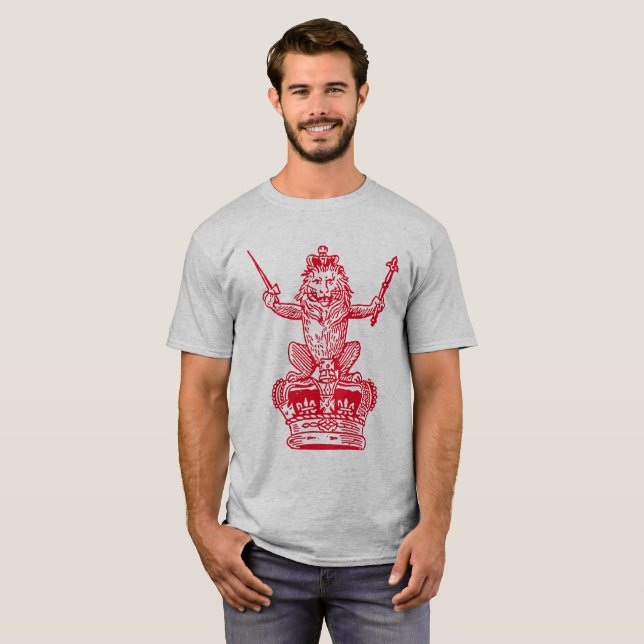 T-shirt Lion et couronne - Rouge (Devant entier)
