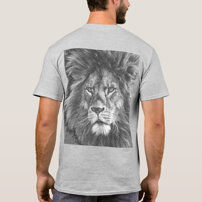 T-shirt Lion Face arrière Imprimer Modèle Pop Art Mens (Dos)