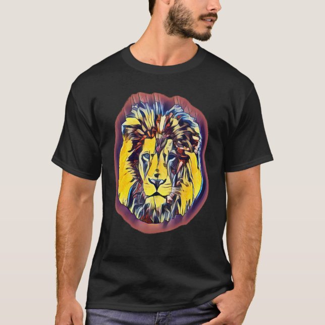 T-shirt Lion Face Pop Art (Devant)