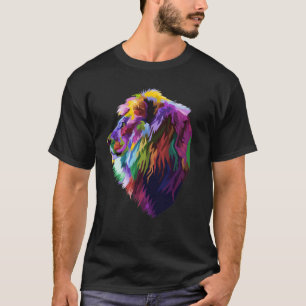 T-shirt Lion géométrique couleur lion sur le style pop a