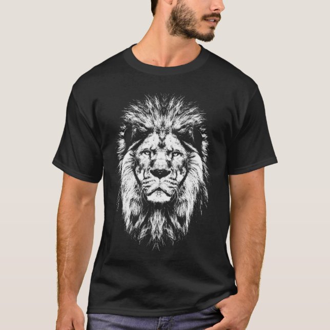 T-shirt Lion Head  Portrait funny (Devant)