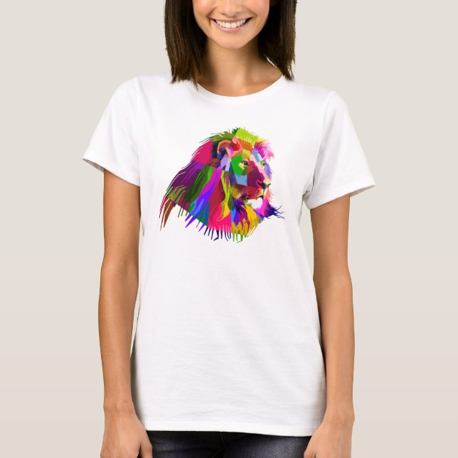 T-shirt Lion Head Prismatic Pop Art Design-62502 (Devant)