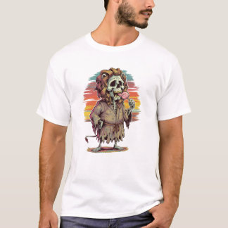 T-shirt Lion Head Skeleton portant un peignoir