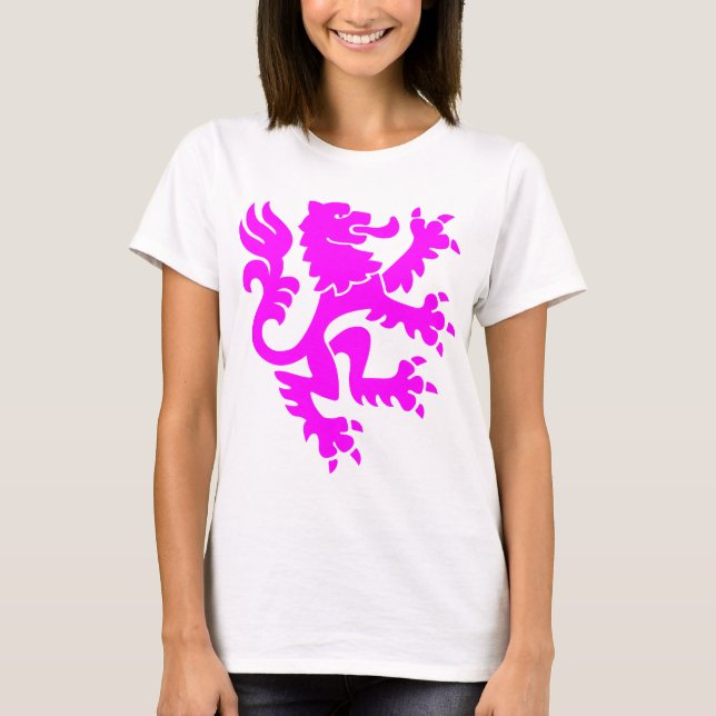 T-shirt Lion héraldique 01 - Magenta (Devant)