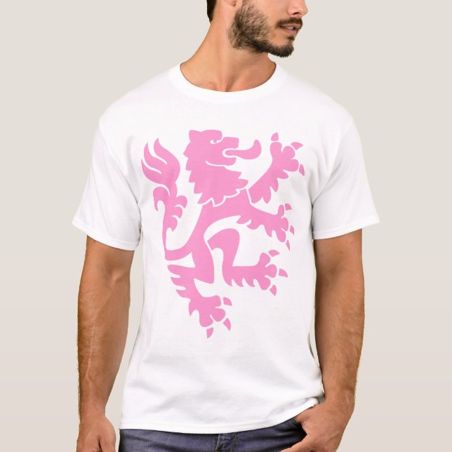 T-shirt Lion héraldique 01 - Rose (Devant)