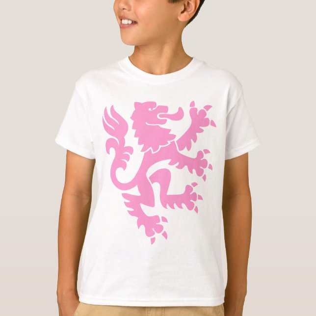 T-shirt Lion héraldique 01 - Rose (Devant)
