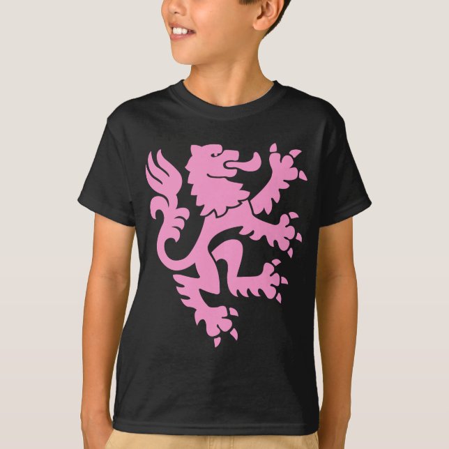 T-shirt Lion héraldique 01 - Rose (Devant)