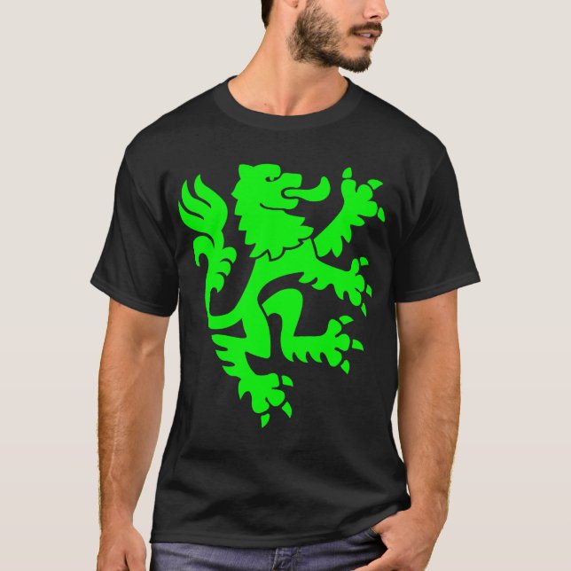 T-shirt Lion héraldique 01 - Vert (Devant)