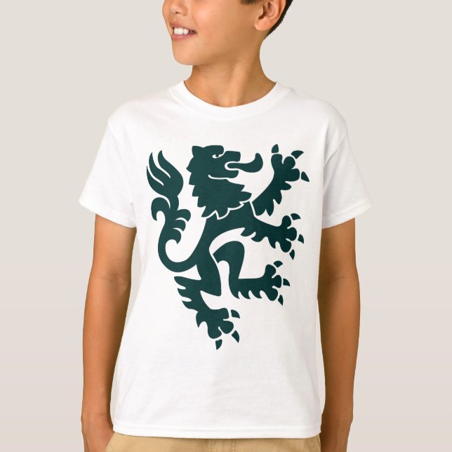 T-shirt Lion héraldique 01 - Vert foncé (Devant)