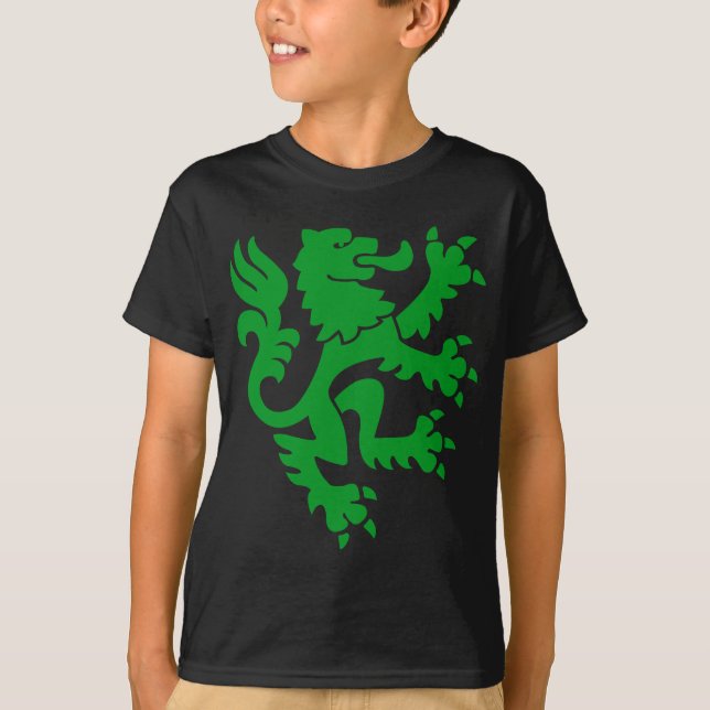 T-shirt Lion héraldique 01 - Vert herbe (Devant)