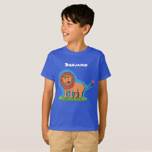 T-shirt Lion heureux avec dessin animé de papillon