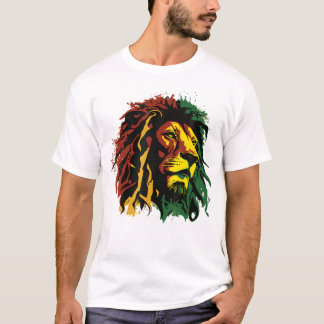 T-shirt Lion Jamaïcain Rasta Drapeau Lion De Judah Re