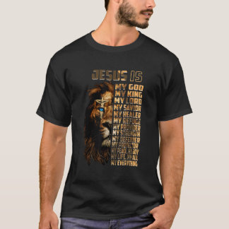 T-shirt Lion Jésus Est Mon Dieu Mon Roi Mon Seigneur Mon S
