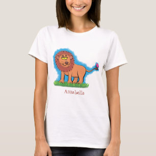 T-shirt Lion joyeux avec dessin animé de papillon