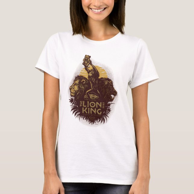 T-shirt Lion King | Rafiki présente Simba Woodcut Design (Devant)