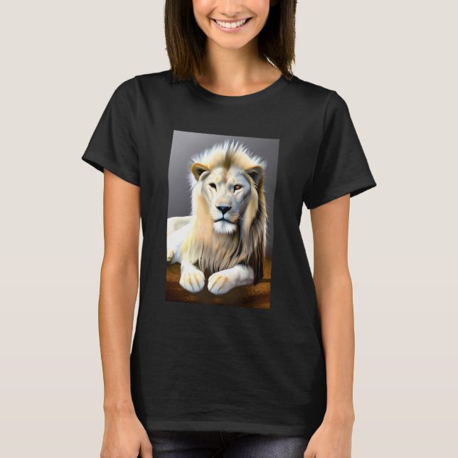 T-shirt Lion majestueux blanc éthéré (Devant)