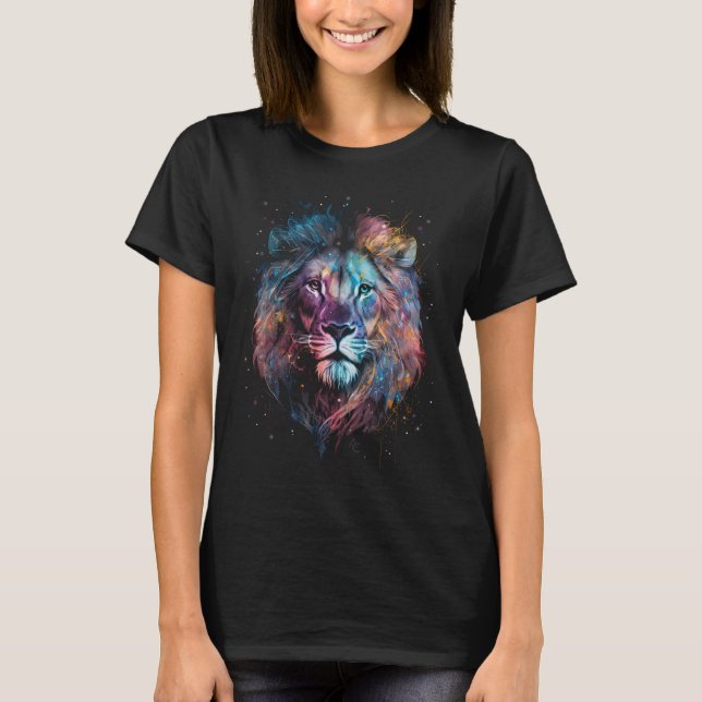 T-shirt Lion Nebular - Graffiti Neon Enk Splash (Devant)
