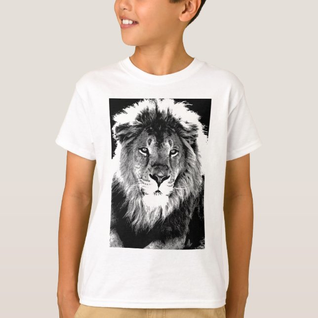 T-shirt Lion noir et blanc (Devant)