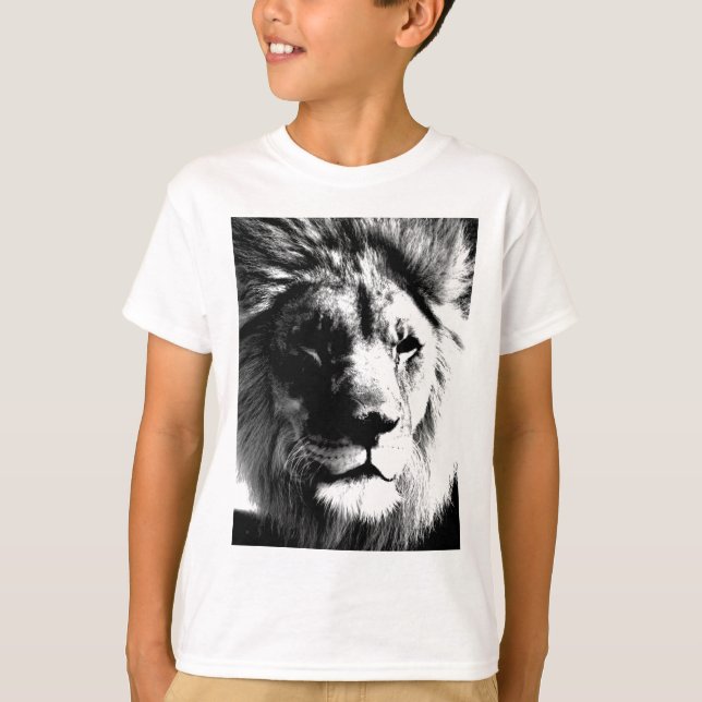 T-shirt Lion noir et blanc (Devant)