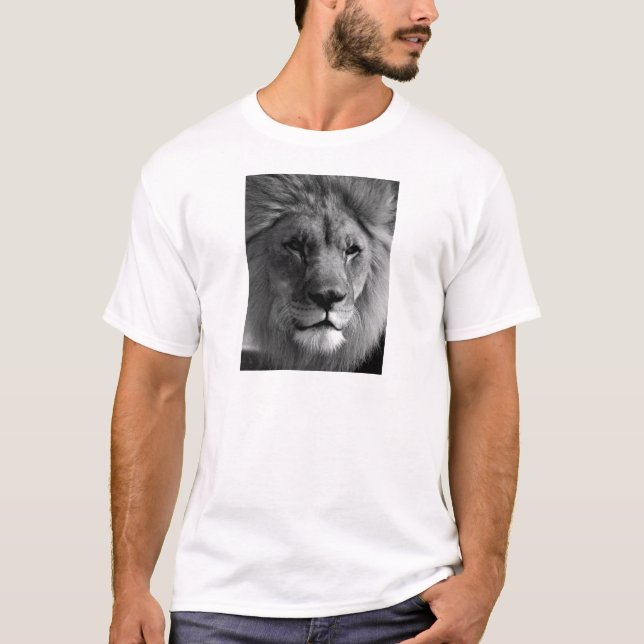 T-shirt Lion noir et blanc (Devant)