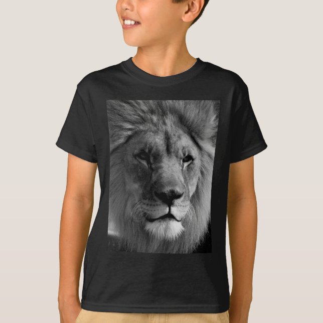 T-shirt Lion noir et blanc (Devant)