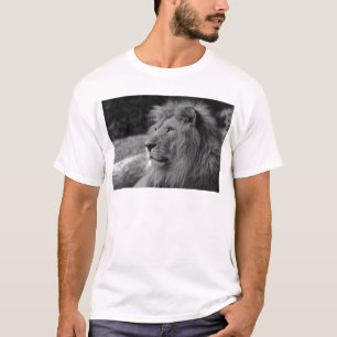 T-shirt Lion noir et blanc - Animal sauvage