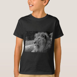 T-shirt Lion noir et blanc - Animal sauvage