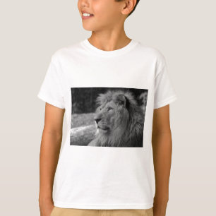 T-shirt Lion noir et blanc - Animal sauvage