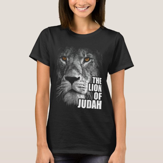 T-shirt Lion Of Judah Jesus Christian Faith Over Fear  (Devant)