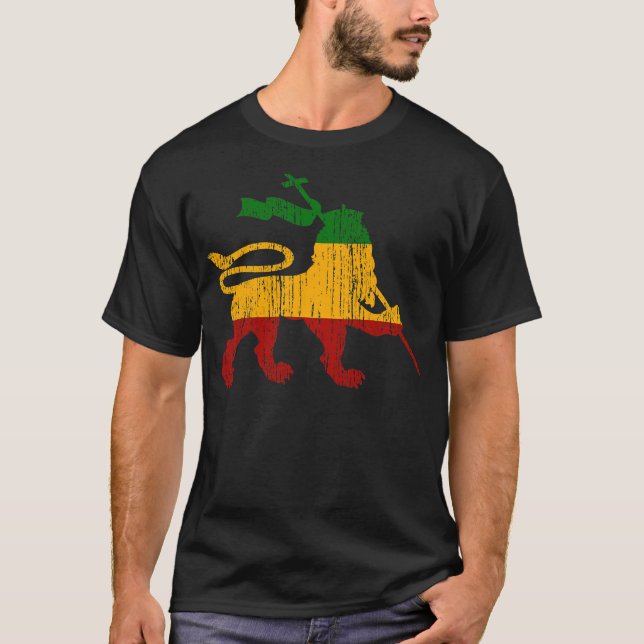 T-shirt Lion Of Judah Rastafari Rasta Reggae Jamaïque Cade (Devant)