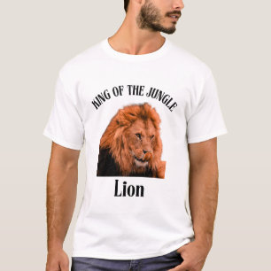 T-shirt Lion Orange Incandescent sur Fond Noir Profond