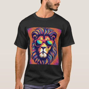 T-shirt Lion portant des lunettes de soleil
