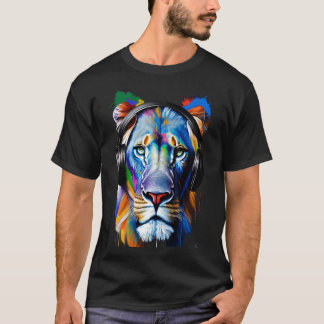 T-shirt Lion portant un casque
