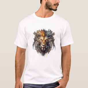 T-shirt Lion Portrait Animal Peinture Faune À L'Extérieur