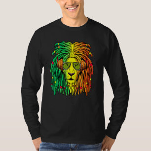 T-shirt Lion Rasta Couleurs Reggae Casques Dreadlocks