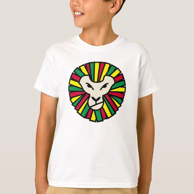 T-shirt Lion Rastafari Mane de couleur (Devant)