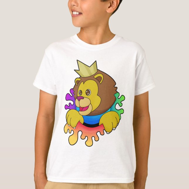 T-shirt Lion roi avec couronne (Devant)
