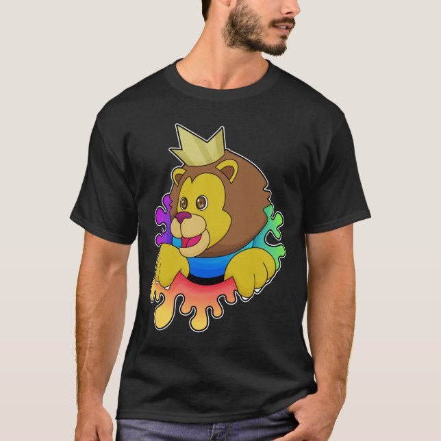 T-shirt Lion roi avec couronne (Devant)