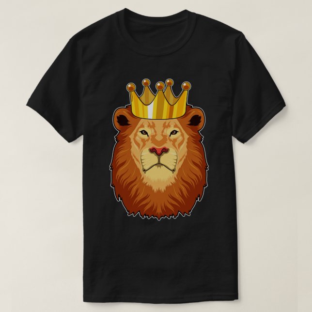 T-shirt Lion roi avec couronne 2 (Design devant)