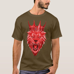 T-shirt Lion Tête Couronne Rouge Motivation Gym Exercice B