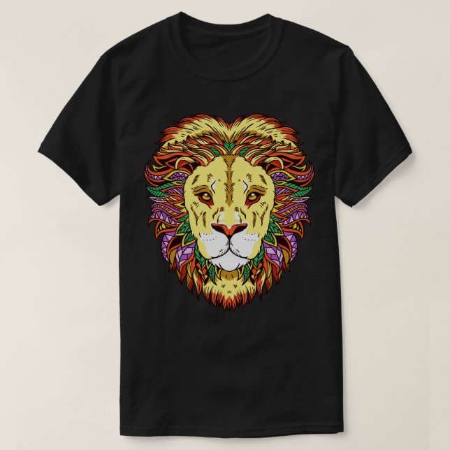 T-shirt Lion Tête Zodiaque Lion Astrologie (Design devant)