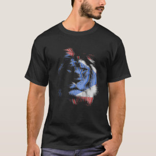 T-shirt Lion Trippy EDM raves techno Porto Rico Rican fla