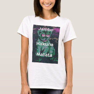 T-shirt Lion vert avec lunettes roses "Hakuna Matata" Art
