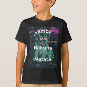 T-shirt Lion vert avec lunettes roses "Hakuna Matata" Art