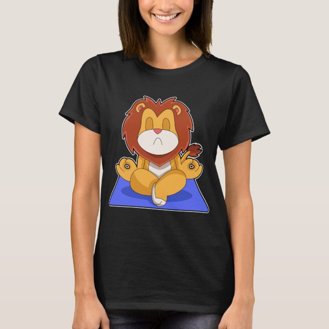 T-shirt Lion Yoga Méditation Gymnastique (Devant)