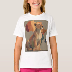 T-shirt Lionesse géométrique en mosaïque avec carte de l'A