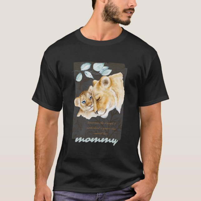 T-shirt Lionne Avec Lion Cub Pour La Fête Des Mères (Devant)