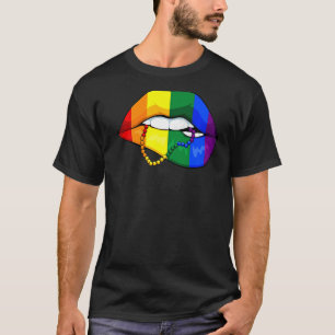 T-shirt Lip Biting Lgbt Q mignon Rainbow Flag Gay pride Al