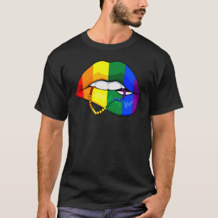 T-shirt Lip Biting Lgbt Q mignon Rainbow Flag Gay pride Al
